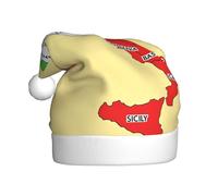 DUWAA Gorros De Navidad Adultos Carte régionale de l'Italie avec impression en couleur douce Chapeaux de fête de Noël Chapeau de vacances pour le Nouvel An