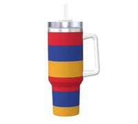 DUWAA Grand gobelet avec poignée imprimé drapeau de l'Arménie pour un usage quotidien - Bouteille de café de voyage chaud/froid