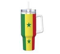 DUWAA Grand gobelet avec poignée imprimé drapeau du Sénégal pour un usage quotidien - Bouteille de café de voyage chaud/froid
