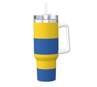 DUWAA Grand gobelet avec poignée pour un usage quotidien Motif drapeau de l'Ukraine Bouteille de café de voyage chaud/froid