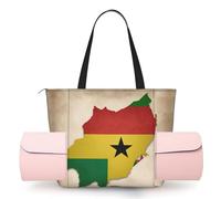 DUWAA Grand sac fourre-tout de travail avec support pour tapis de yoga et sac de sport Motif drapeau Sao Tomé-et-Principe Map04