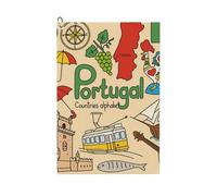 DUWAA Grande serviette de golf en microfibre avec mousqueton et imprimé symboles culturels du Portugal pour homme, serviettes de cuisine propres