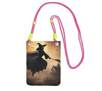 DUWAA Halloween Sorcière volante 2 petits sacs à bandoulière pour femmes tendance, sac à main pour téléphone avec sangle réglable, pour randonnée, voyage, Fuchusia, Taille unique