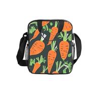 DUWAA Happy Carrot Sac à déjeuner transparent à motif imprimé sans couture pour le travail, sac à déjeuner transparent avec sangle réglable et deux poches latérales en maille