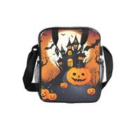 DUWAA Happy-Halloween-Vector Sac à déjeuner transparent imprimé pour le travail, sac à déjeuner transparent avec sangle réglable et deux poches latérales en maille