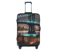 DUWAA Housse de bagage élastique New York Manhattan Bridge Night Print pour valise de 45,7 à 81,3 cm, accessoires de voyage, blanc, Medium
