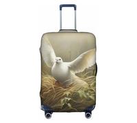 DUWAA Housse de protection élastique pour bagages de voyage avec imprimé herbe et colombe - Étanche et anti-poussière, blanc, Large