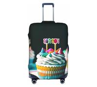 DUWAA Housse de protection élastique pour valise de 45,7 à 81,3 cm avec imprimé gâteaux d'anniversaire, blanc, Large