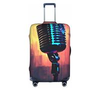 DUWAA Housse de protection élastique pour valise de 45,7 à 81,3 cm avec microphone et notes de musique, blanc, Medium