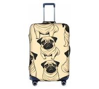 DUWAA Housse de protection élastique pour valise de 45,7 à 81,3 cm - Motif carlin, blanc, X-Large