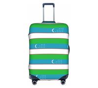 DUWAA Housse de protection pour bagage de voyage avec drapeau de la République d'Ouzbékistan - Imperméable à l'eau et à la poussière - Élastique, blanc, Medium