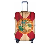 DUWAA Housse de protection pour bagage de voyage avec motif drapeau de la Floride, imperméable, anti-poussière et élastique, blanc, Medium