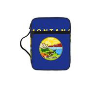 DUWAA Housse de protection pour la Bible - Grande capacité - Imprimé drapeau de l'État du Montana - 26 × 20 cm - Fournitures d'étude - Sac fourre-tout pour femmes et chrétiens