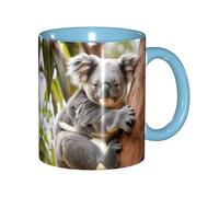 DUWAA Hugging Tree Koala 1 Tasse en céramique imprimée avec boîte cadeau, belles tasses à café pour vacances, anniversaire, café, lait, 6 couleurs