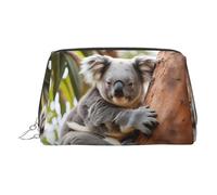 DUWAA Hugging Tree Koala 1 Trousse de toilette en cuir imprimé pour homme et femme, cadeau de voyage, sac de rangement pour salle de bain, douche, articles de toilette, Argenté, One Size