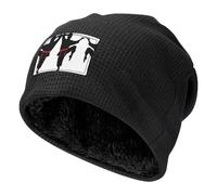 DUWAA Karaté Bonnet gaufré extensible unisexe avec doublure en polaire chaude pour sports de plein air, usage quotidien par temps froid, Noir , Taille unique