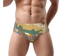 DUWAA Kingdom Of Bhoutan Flag Map02 Slip pour homme avec poche de contour respirante, Noir , M