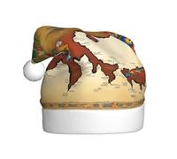 DUWAA Kingdom Of Bhutan Map03 Chapeaux de Noël pour adulte, bonnet de Père Noël unisexe, chapeau de Noël confortable pour fête du Nouvel An