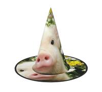 DUWAA Lot de 2 chapeaux de sorcière d'Halloween avec imprimé fleur de viol et cochon pour femme - Chapeaux pour fête d'Halloween et cosplay