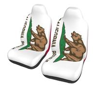 DUWAA Lot de 2 housses de siège intérieures antidérapantes pour sièges avant, compatibles avec la plupart des SUV, camions, berlines - Imprimé drapeau de l'État de Californie