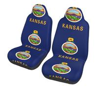 DUWAA Lot de 2 housses de siège intérieures antidérapantes pour sièges avant, compatibles avec la plupart des SUV, camions, berlines - Imprimé drapeau de l'État du Kansas