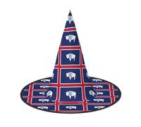 DUWAA Lot de 3 chapeaux de sorcière imprimés avec drapeau de l'État du Wyoming pour Halloween, décorations pour la maison, la cour, le porche