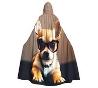 DUWAA Lunettes de chien chihuahua 1 impression 150 cm, cape de carnaval, cape à capuche unisexe pour adulte, pour Halloween, sorcière, vampire, magicien, cosplay