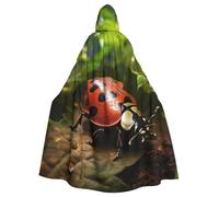DUWAA Magnifique cape de sorcière imprimée Ladybug2, cape avec capuche, cape à capuche, robe de magicien, costume de cosplay pour homme