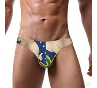 DUWAA Maillot de bain doux taille basse pour homme avec motif carte du drapeau des îles Salomon avec lignes croisées et pochette de soutien, Noir , S