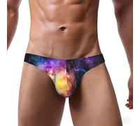 DUWAA Maillot de bain taille basse pour homme Motif galaxie dans l'univers Avec pochette de soutien, Noir , L