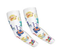 DUWAA Manchons de bras de protection solaire UV avec imprimé alphabet animal pour le basket-ball, le golf, le football