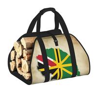 DUWAA Map04 Sac de transport de bois de chauffage avec drapeau du Commonwealth de la Dominique, sac en toile pour bois de chauffage, porte-bûches robuste, accessoires de poêle à bois