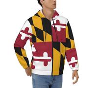 DUWAA Maryland State Flag Print Loose Fit Zipper Hoodie Full Zip Hoodie Hoodie Jacket for Men Sport Winter Outwear, noir, 3X-Large