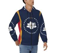 DUWAA Mississippi State Flag Print Loose Fit Zipper Hoodie Full Zip Hoodie Hoodie Jacket for Men Sport Winter Outwear, noir, Medium