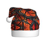 DUWAA Monarch Butterflies. Chapeaux de Noël imprimés pour adultes, chapeau de Père Noël unisexe, chapeau de Noël confortable pour fête de Nouvel An