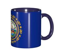 DUWAA New Hampshire State Flag Print Tasse en céramique avec boîte cadeau, belles tasses à café pour les vacances, cadeau d'anniversaire, café lait 6 couleurs