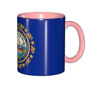 DUWAA New Hampshire State Flag Print Tasse en céramique avec boîte cadeau, belles tasses à café pour les vacances, cadeau d'anniversaire, café lait 6 couleurs