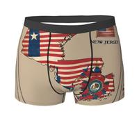 DUWAA New Jersey Flag Map01 Sous-vêtements pour homme Imprimé Boxer Slip Respirant Évacuation de l'humidité Sous-vêtements pour homme Usage quotidien, Noir , S