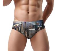 DUWAA New York Fashion City Print Slip confortable doux Essentials sous-vêtements avec poche contour respirant, Noir , S