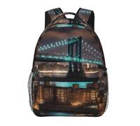 DUWAA New York Manhattan Bridge Sac à dos de camping Sac à dos de gym avec bretelles réglables Sac de travail robuste Sac à dos pour ordinateur portable