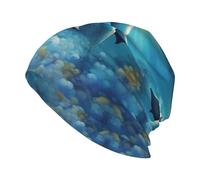 DUWAA Ocean Dolphin Looking at You 1 Print Bonnet chaud tricoté souple pour homme et femme Unisexe Noir