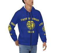 DUWAA Oregon State Flag Print Loose Fit Zipper Hoodie Full Zip Hoodie Hoodie Jacket for Men Sport Winter Outwear, noir, Small