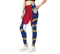 DUWAA Pantalon de yoga pour femme avec poches et taille élastique imprimé drapeau de la Caroline du Nord, Noir , L