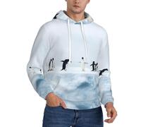DUWAA Penguins On The Iceberg Print Sweat à capuche pour homme léger avec poches, pour athlétisme décontracté, Noir , L