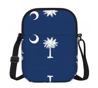 DUWAA Petit sac à bandoulière antivol avec fermeture éclair et sangle réglable Motif drapeau de la Caroline du Sud