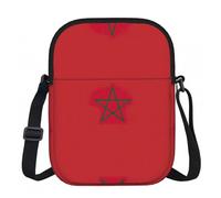DUWAA Petit sac à bandoulière antivol avec fermeture éclair et sangle réglable Motif drapeau du Maroc