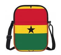DUWAA Petit sac à bandoulière avec fermeture éclair et sangle réglable Motif drapeau du Ghana