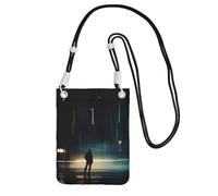 DUWAA Petit sac à bandoulière imprimé abstrait People 1 pour femme, tendance, sac à main pour téléphone avec sangle réglable, pour la randonnée, les voyages, noir, Taille unique