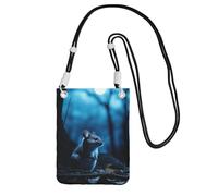 DUWAA Petit sac à bandoulière imprimé Chinchillas et Moon1 bleu pour femme, sac à main tendance pour téléphone avec sangle réglable, pour randonnée, voyage, noir, Taille unique
