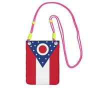 DUWAA Petit sac à bandoulière imprimé drapeau de l'État de l'Ohio pour femme, sac à main tendance avec sangle réglable, pour la randonnée, les voyages, Fuchusia, Taille unique